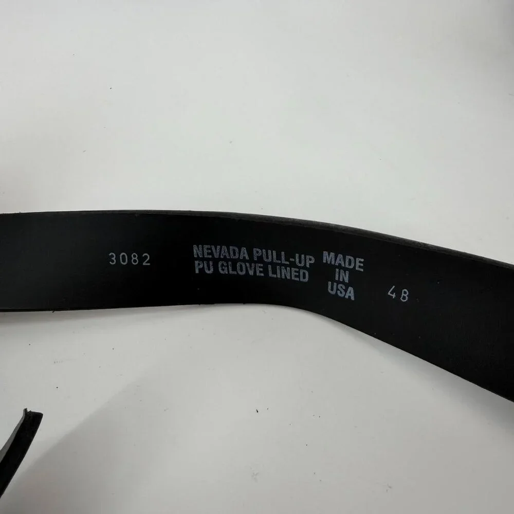 Vintage USA Made Black Leather Belt Size 48 Nevada Pull-Up